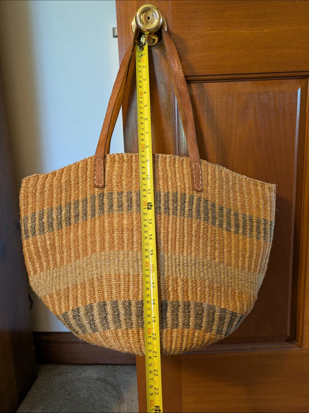 Handwoven Large Sisal Tote in Tan, Brown and Gray